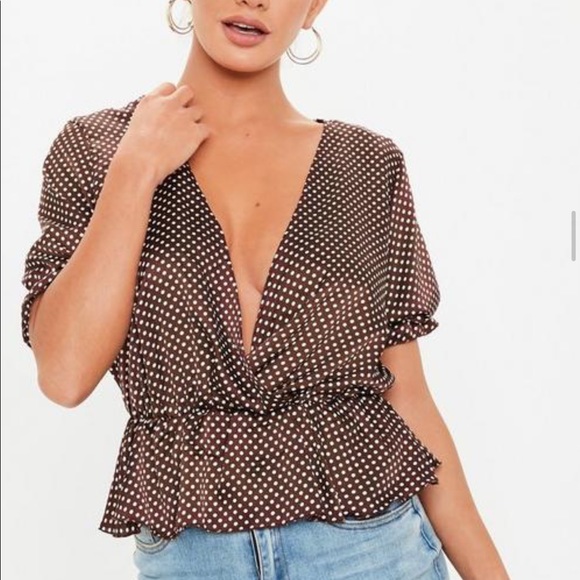 Missguided Tops - Polka Dot Peplum Top